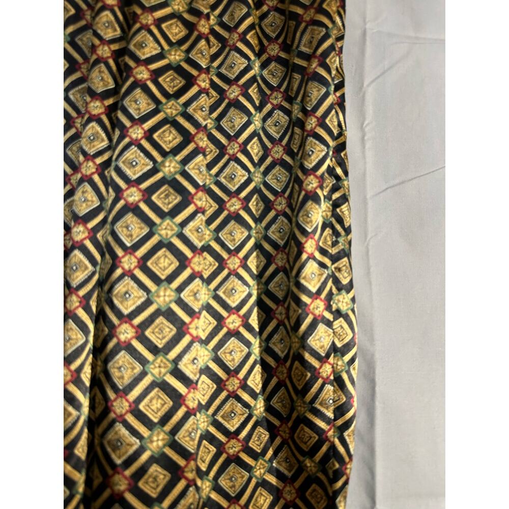Y2K Vintage Victorias Secret Pants Small Black Satin Gold Print 90s High Rise - Picture 5 of 10